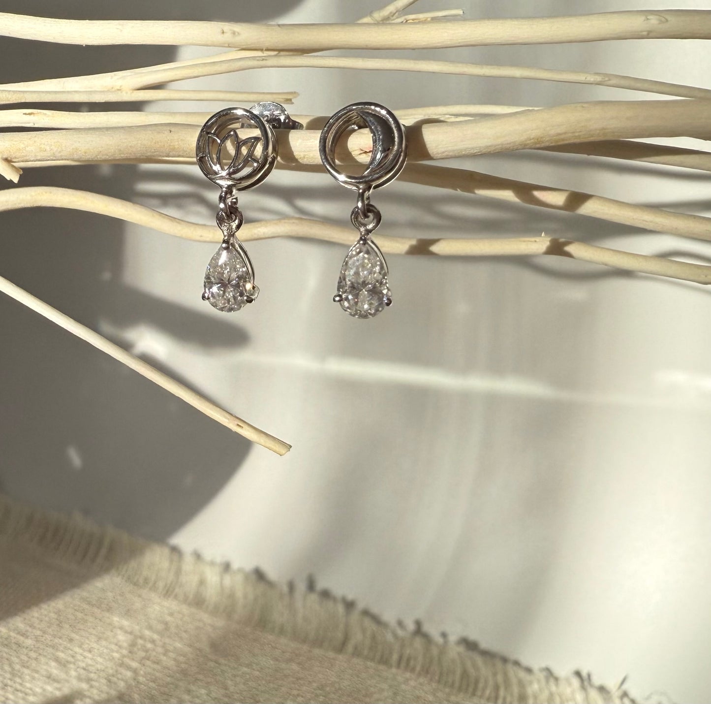 "Crescent Moon & Lotus" Earrings