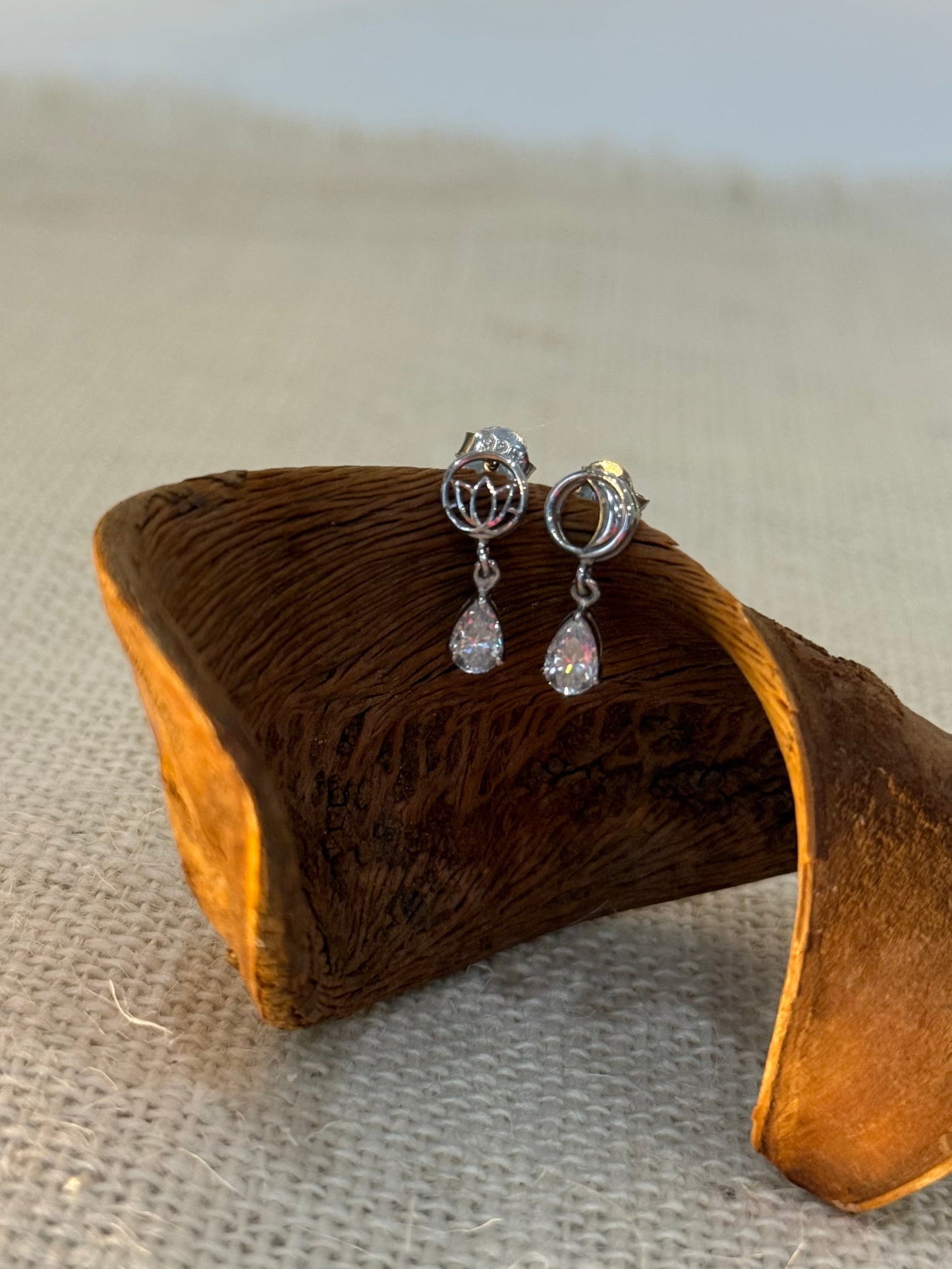 "Crescent Moon & Lotus" Earrings