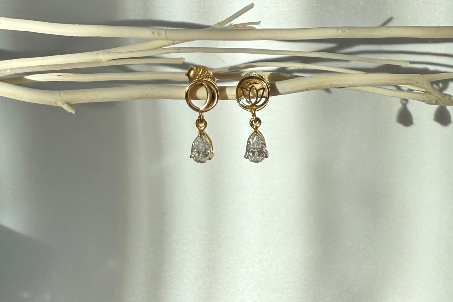 "Crescent Moon & Lotus" Earrings