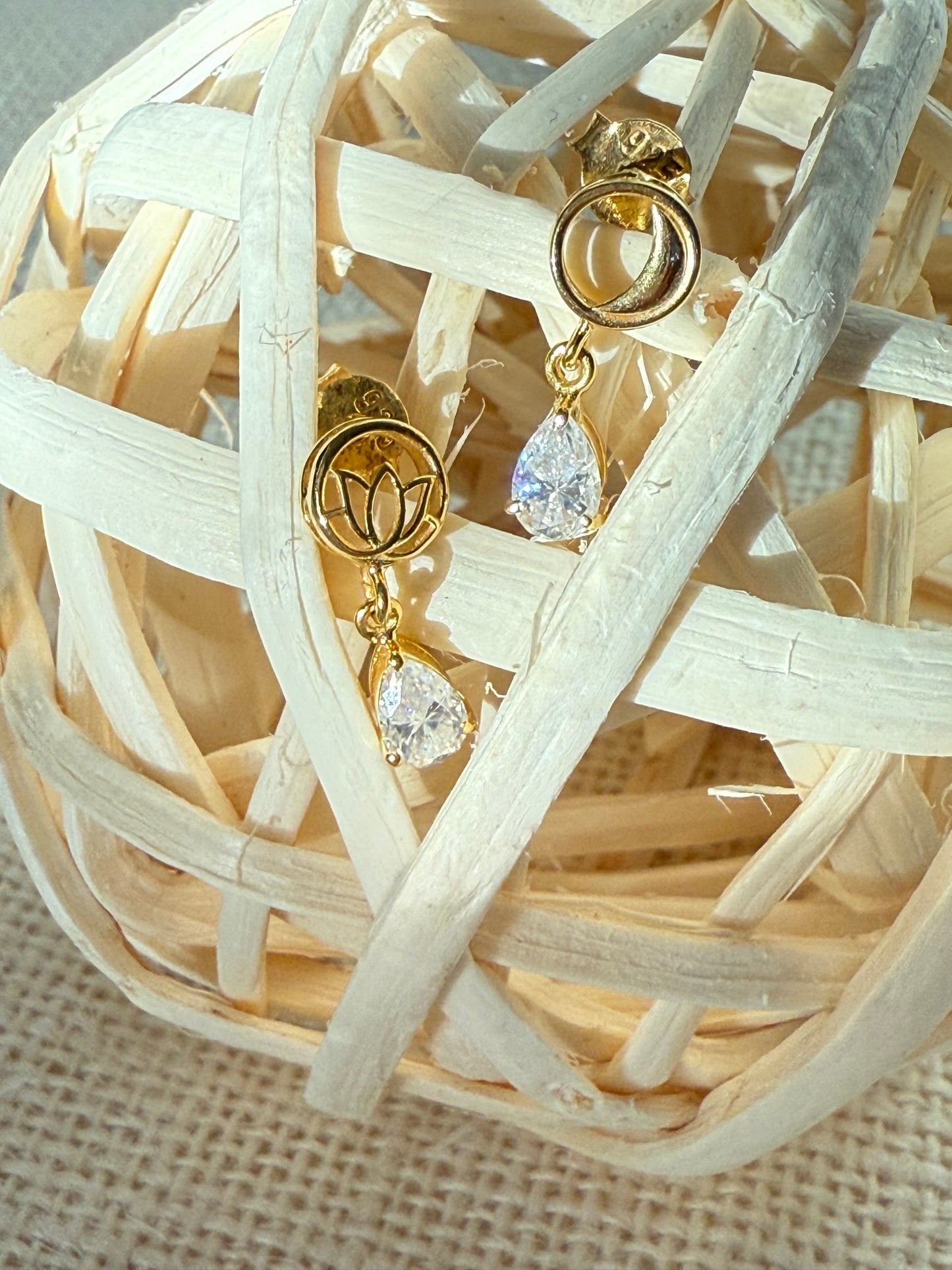 "Crescent Moon & Lotus" Earrings