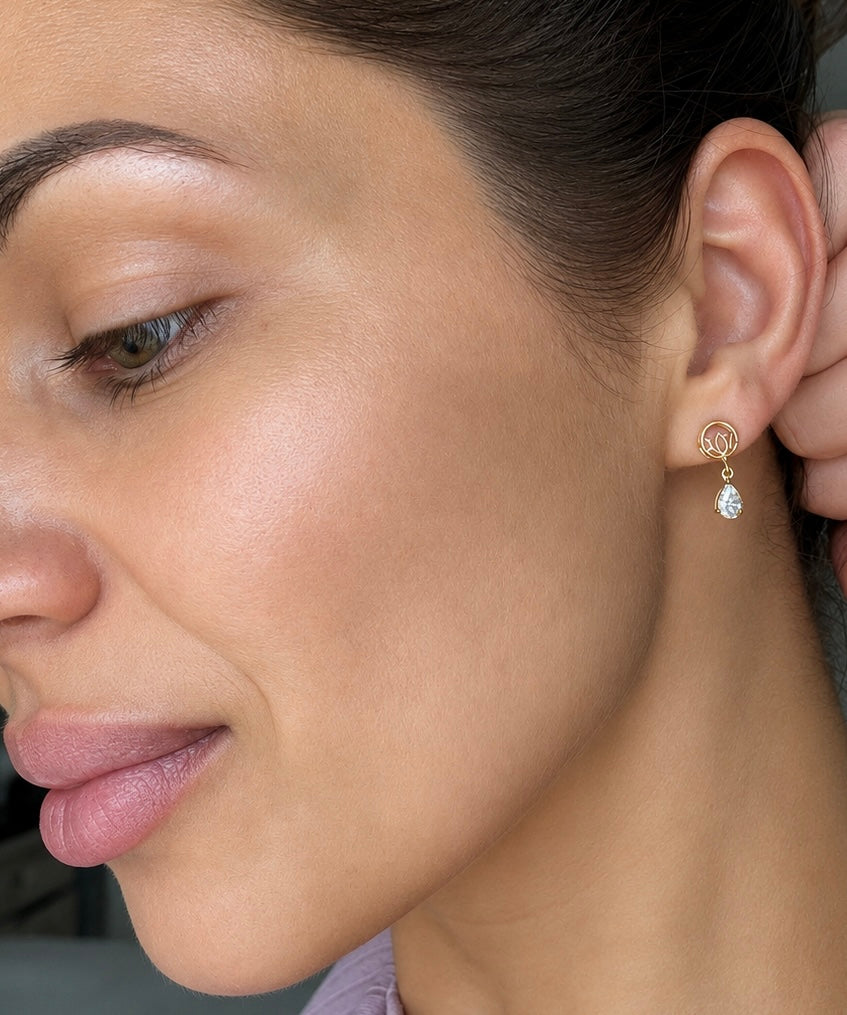 "Crescent Moon & Lotus" Earrings