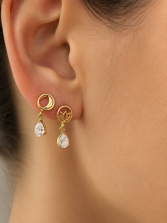 "Crescent Moon & Lotus" Earrings