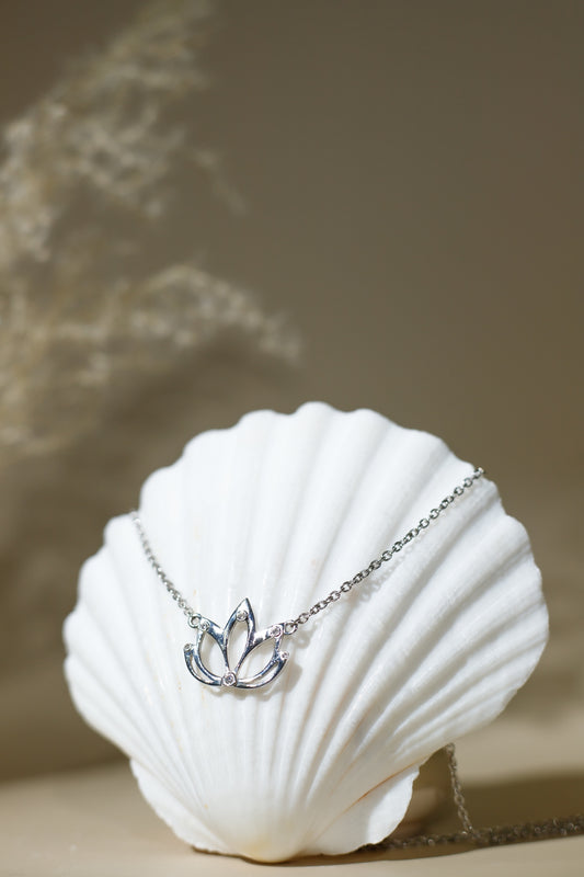 Lotus Glow Necklace-Silver
